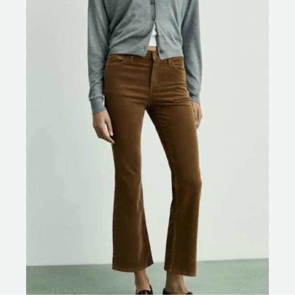 NWT Mango Sienna Brown Corduroy Flare Pants, Size 14 (EU 46)